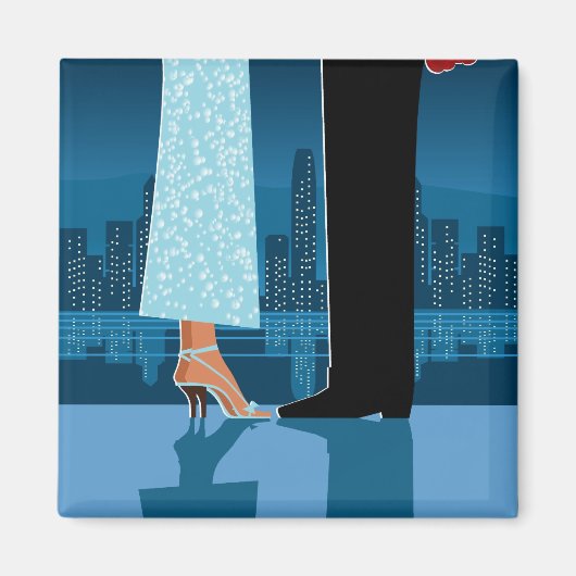 Aimant Couple romantique en ville (Devant)