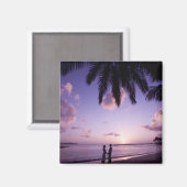 Aimant Couple sur la plage, Windjammer Landing, Sainte-Lu (Recto/Verso)