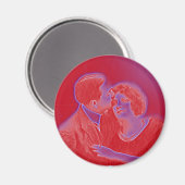 Aimant Couple Valentin vintage en rouge (Recto/Verso)