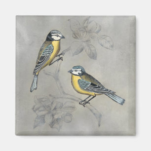 Aimant Couples argentés d'oiseau de la volière