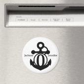 Aimant Couple's Custom O Initial Ancre Croise Door (In Situ (Lave-vaisselle))