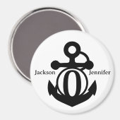 Aimant Couple's Custom O Initial Ancre Croise Door (Recto/Verso)