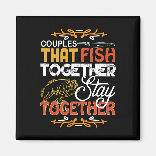 Aimant Couples qui pêchent ensemble Ensembles de pêche po (Devant)