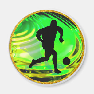 Aimant Coups de pied des boules en vert et or