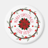 Aimant Courbe de Noël binlingue canadienne Poinsettia (Devant)