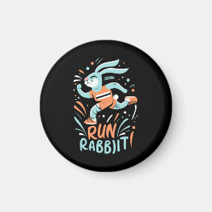 Aimant courir lapin marathon coureur lapin mignon