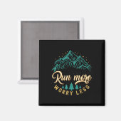 Aimant Courir plus s'inquiéter moins de course et de jogg (Recto/Verso)