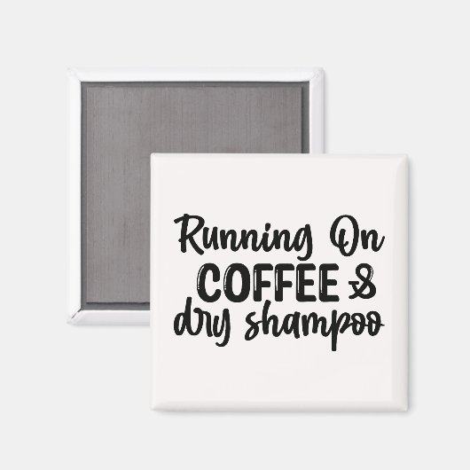 Aimant Courir sur du café et du shampooing sec (Recto/Verso)