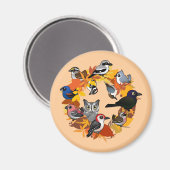 Aimant Couronne d'automne d'oiseaux d'Amérique du Nord (Recto/Verso)