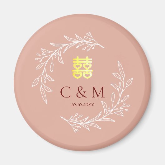 Aimant Couronne de feuilles rose poussiéreuse boho pour m (Devant)