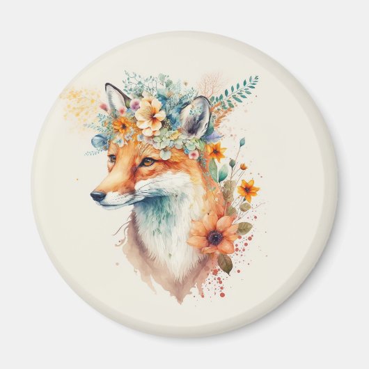 Aimant Couronne de fleurs de renard aquarelle (Devant)