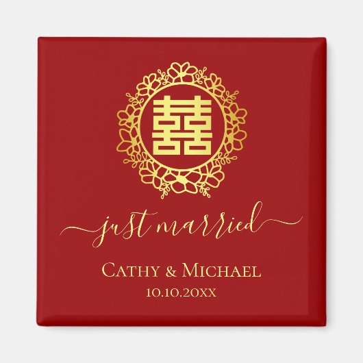 Aimant Couronne de fleurs vient de se marier mariage chin (Devant)