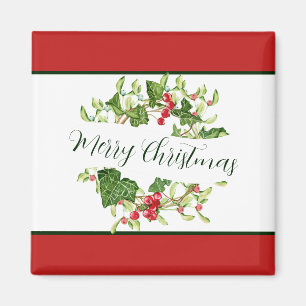Aimant Couronne de Noël aquarelle personnalisée pour les