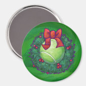 Aimant Couronne de Noël de balle de tennis sur fond vert (Recto/Verso)