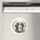 Aimant Couronne de Noël de Springer Spaniel Chien de fête (In Situ (Lave-vaisselle))