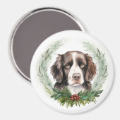 Aimant Couronne de Noël de Springer Spaniel Chien de fête (Recto/Verso)