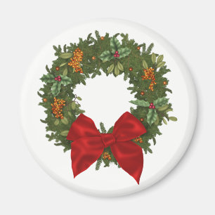 Aimant Couronne de Noël festive au houx