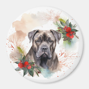 Aimant Couronne de Noël festive de Cane Corso