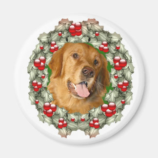 Aimant Couronne de Noël Golden Retriever