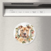 Aimant Couronne de Noël Pitbull Chien de fête (In Situ (Lave-vaisselle))