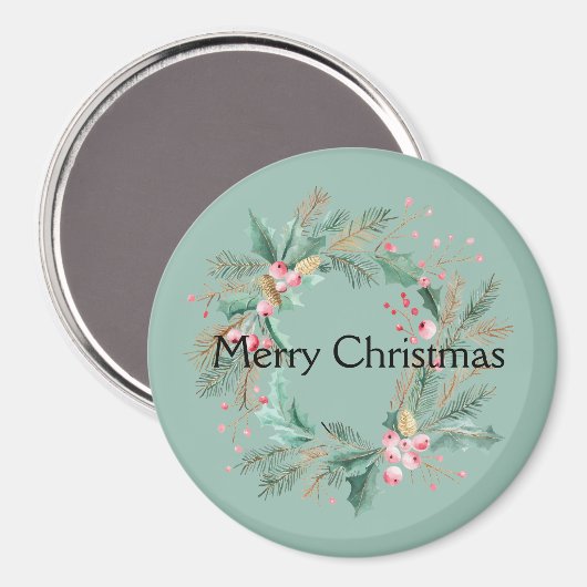 Aimant Couronne de Noël rose vert (Recto/Verso)