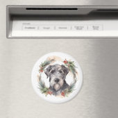 Aimant Couronne de Noël Wolfhound Chien de fête (In Situ (Lave-vaisselle))