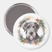 Aimant Couronne de Noël Wolfhound Chien de fête (Recto/Verso)