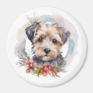 Aimant Couronne de Noël Yorkipoo Chien de fête