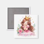 Aimant Couronne de princesse d'anniversaire (Recto/Verso)