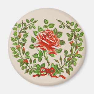Aimant Couronne de roses rouges vintage Art floral de sal