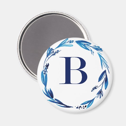 Aimant Couronne florale bleue 'B' (Recto/Verso)