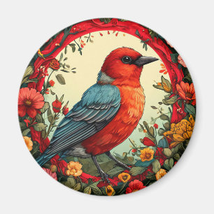 Aimant Couronne florale d'oiseau Décor de nature. 🐦
