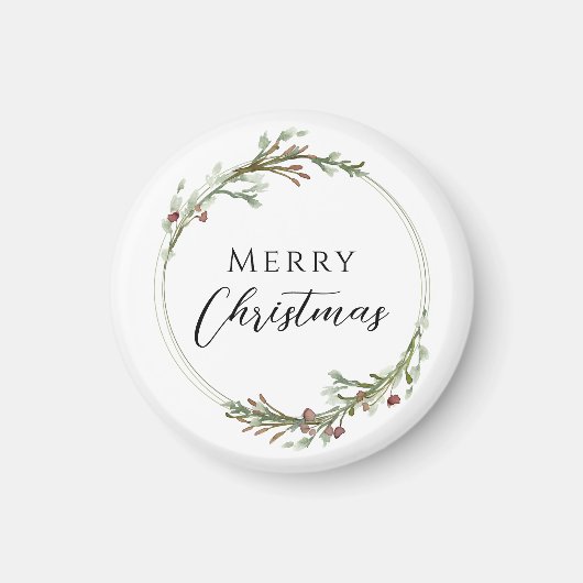 Aimant Couronne minimaliste de Noël blanc (Devant)