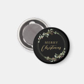 Aimant Couronne minimaliste de Noël noir (Recto/Verso)