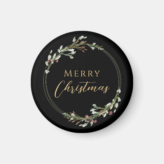 Aimant Couronne minimaliste de Noël noir (Devant)