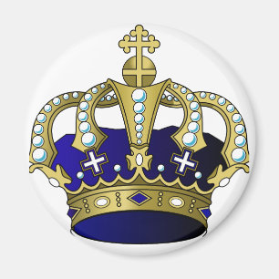 Aimant Couronne royale de bleu et d'or
