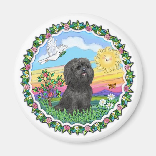 Aimant Couronne - Shih Tzu noir (Devant)
