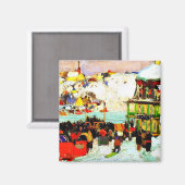 Aimant Course de chevaux en hiver par Clarence Gagnon (Recto/Verso)