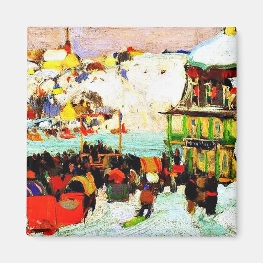 Aimant Course de chevaux en hiver par Clarence Gagnon (Devant)