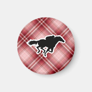 Aimant Course de chevaux rouge de plaid