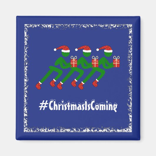 Aimant Courses de Noël avec cadeaux texte personnalisé (Devant)