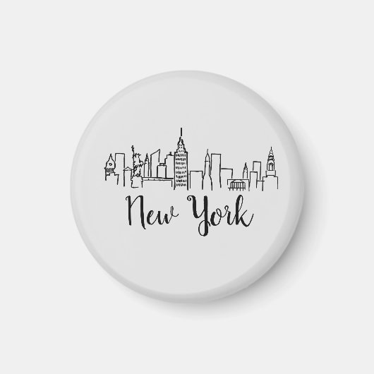 Aimant Coussin d'illustrations Skyline de New York (Devant)