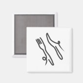 Aimant Couteau alimentaire et fourche moderne gris et bla (Recto/Verso)