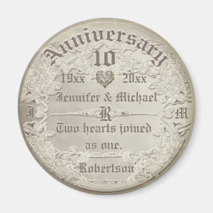 Aimant Coutume 10e anniversaire Vintage look Cuivre