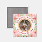 Aimant Coutume Anniversaire de mariage Rouge rose (Recto/Verso)