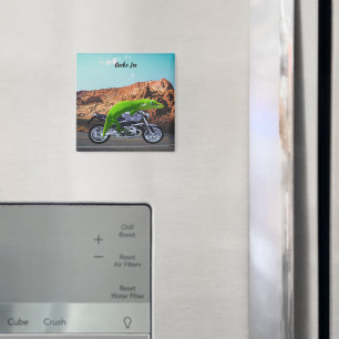 Aimant Coutume Gecko Rider sur Motorcycle Desert Highway