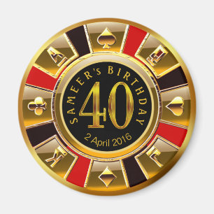 Aimant COUTUME pour anniversaire de puce de casino de