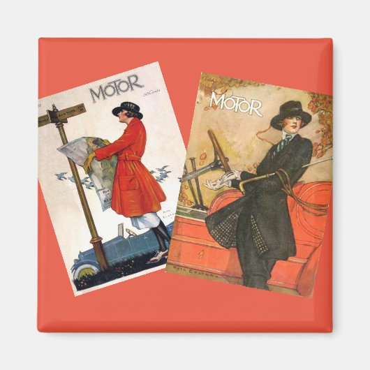 Aimant "Couvertures de magazines automobiles Vintages" (Devant)