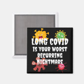 Aimant COVID LONG Est Votre Pire Cauchemar Résistant (Recto/Verso)