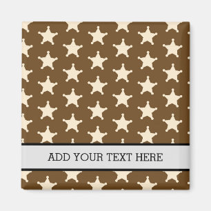 Aimant Cow-boy Sheriff Blanc Marron Étoiles Rustique Ferm